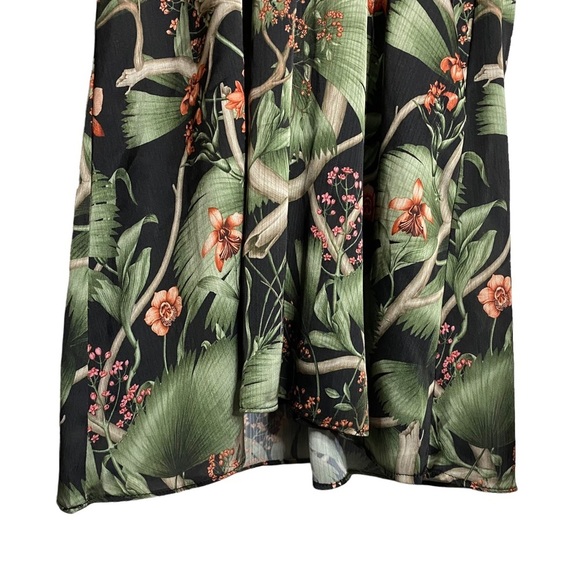 Johanna Ortiz x H&M Floral Print Silky Dolman Sleeve Mini Dress Small Green - Picture 5 of 15
